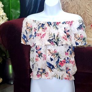 American Eagle Off Shoulder Floral Summer Tube Top